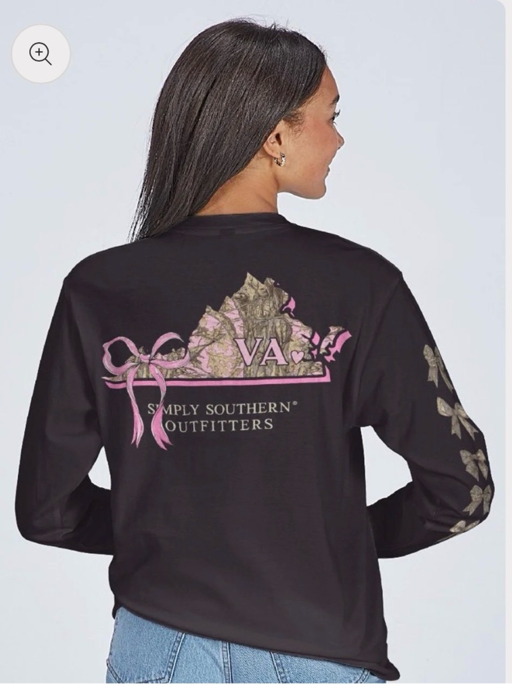 Simply Southern Navy Tee with Pink Accented VA Camo Graphic